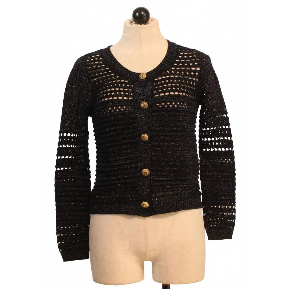 NEW ZERO DEGREES CELSIUS women's lurex crop long sleeve cardigan in black